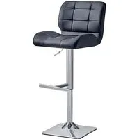 Candid Height-Adjustable Bar Stool - Black, Faux Leather