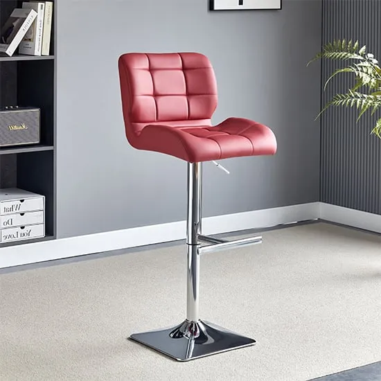 Candid Height-Adjustable Bar Stool - Bordeaux, Faux Leather image