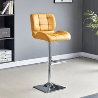 Candid Height-Adjustable Bar Stool - Curry, Faux Leather