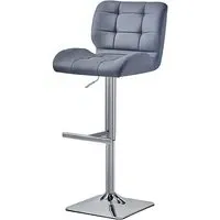 Candid Height-Adjustable Bar Stool - Grey, Faux Leather