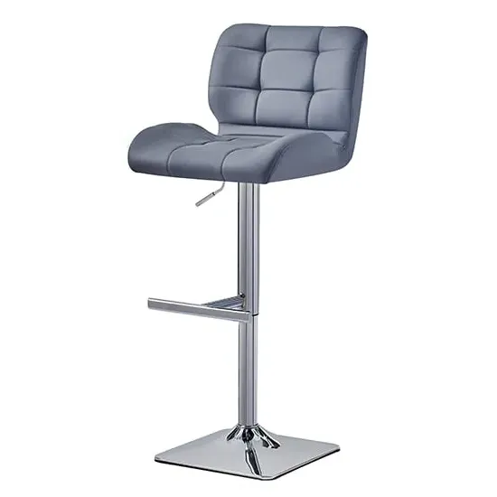 Candid Height-Adjustable Bar Stool - Grey, Faux Leather