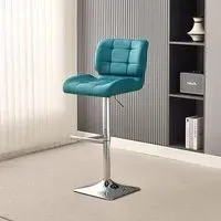 Candid Height-Adjustable Bar Stool - Teal, Faux Leather