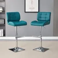 Candid Height-Adjustable Bar Stool - Teal, Faux Leather