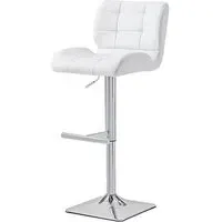 Candid Height-Adjustable Bar Stool - White, Faux Leather