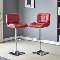 Candid Height-Adjustable Bar Stools with Chrome Base - Bordeaux