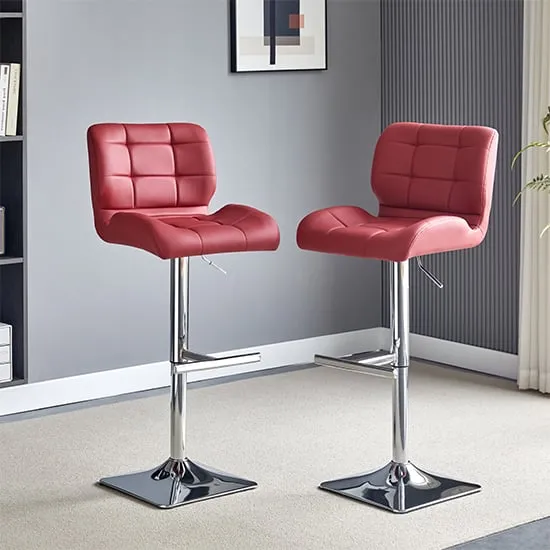 Candid Height-Adjustable Bar Stools with Chrome Base - Bordeaux