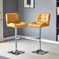 Candid Height-Adjustable Bar Stools with Chrome Base - Curry