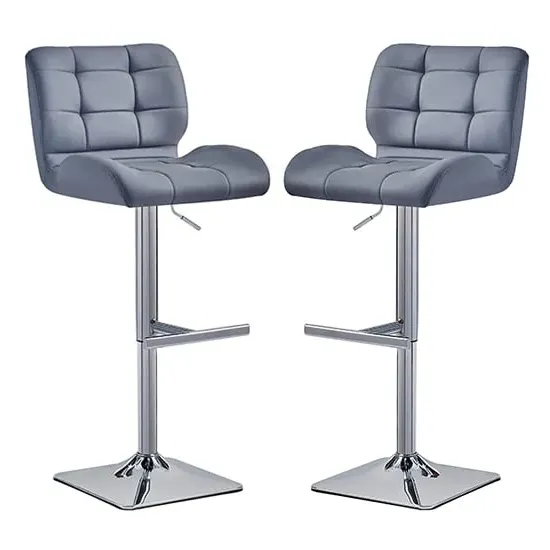 Candid Height-Adjustable Bar Stools with Chrome Base - Grey