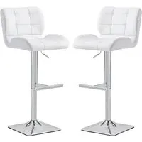 Candid Height-Adjustable Bar Stools with Gas-Lift - White, Faux Leather
