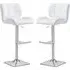 Candid Height-Adjustable Bar Stools with Gas-Lift - White, Faux Leather