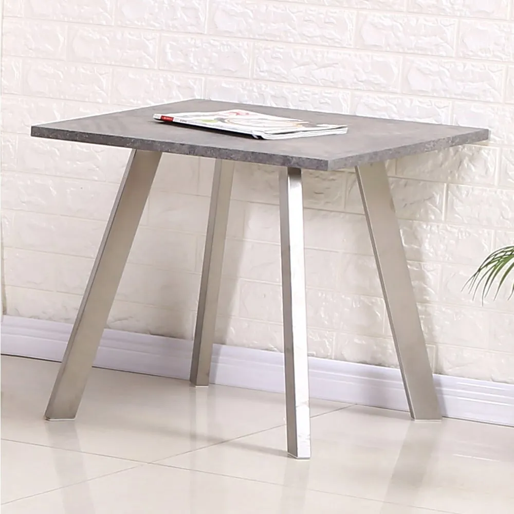 Candie Square Lamp Table with Steel Legs - Concrete Effect