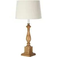 Candoca Square Table Lamp with Oak Base - Natural, Linen Mix