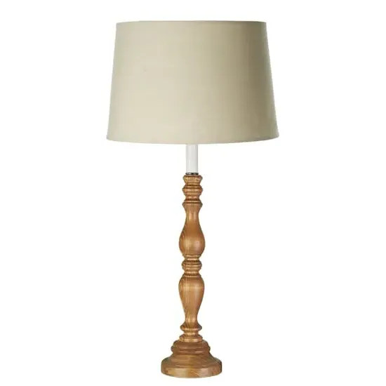 Candoca Table Lamp with Oak Base - Natural, Linen Mix