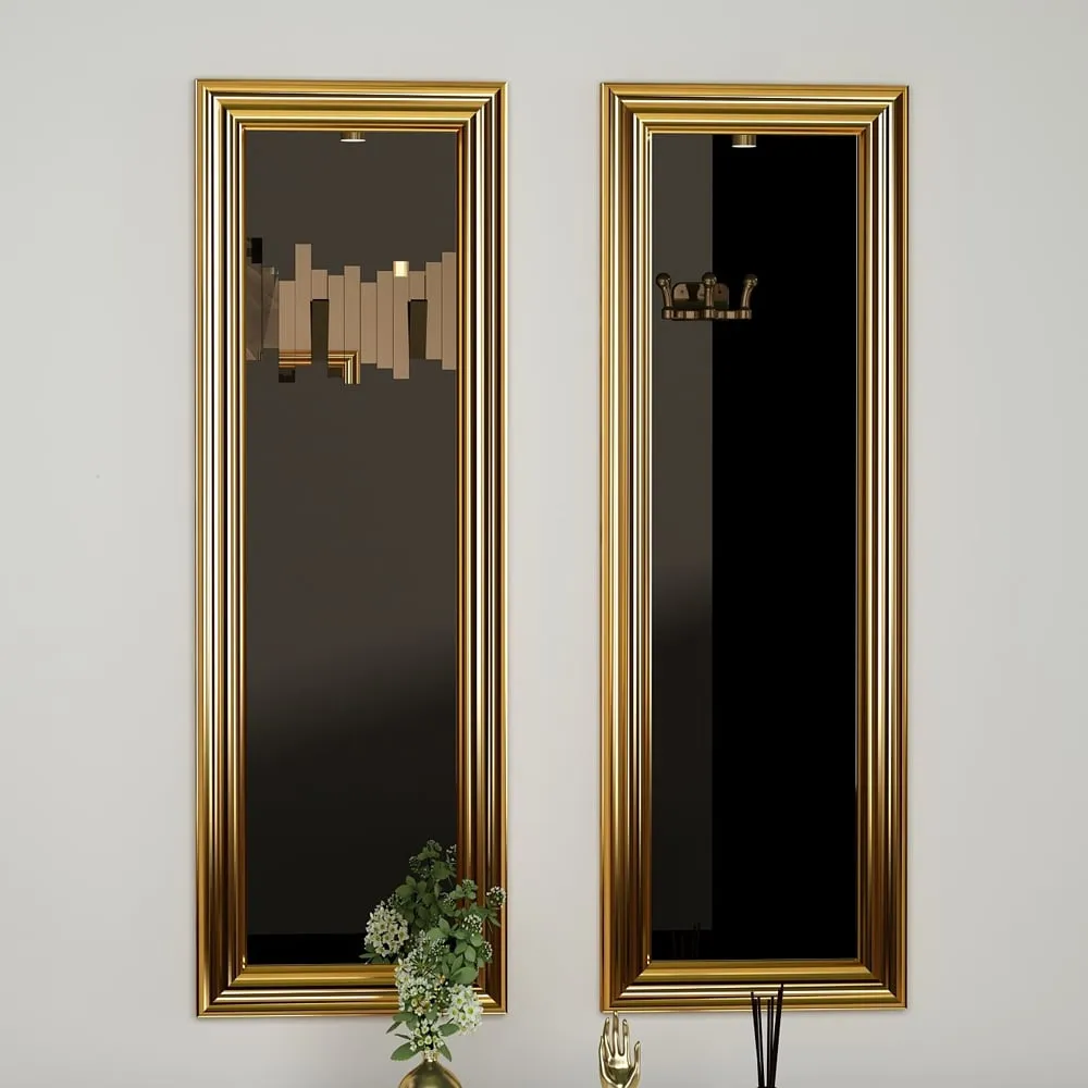 Candy Glass Set of 2 Wall Mirrors - Gold, MDF product