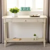Caneadea Console Table with Drawer - Antique Cream, Wood