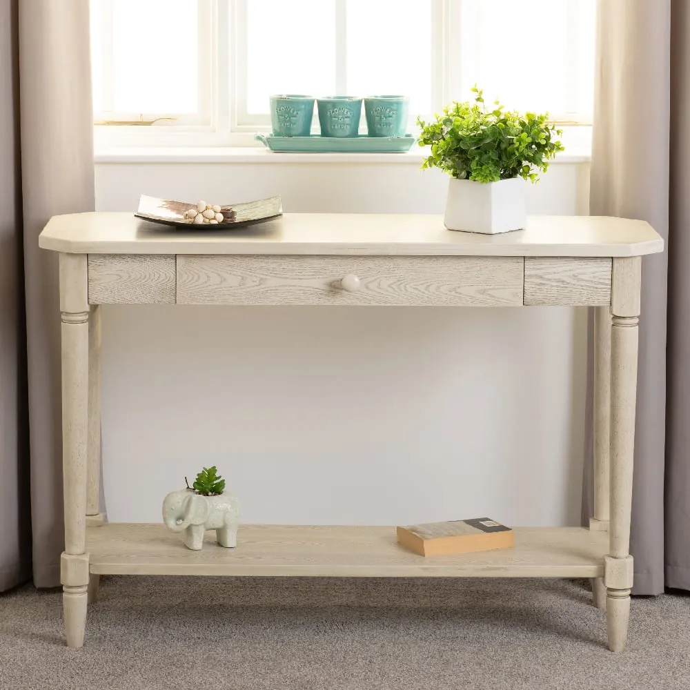 Caneadea Console Table with Drawer - Antique Cream, Wood