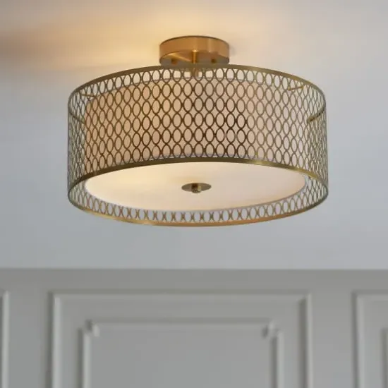 Caneadea Round Flush Ceiling Light - Gold