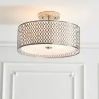 Caneadea Round Flush Ceiling Light - Satin Nickel