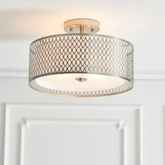 Caneadea Round Flush Ceiling Light - Satin Nickel image