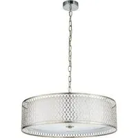 Caneadea Round Pendant Light - Satin Nickel, White