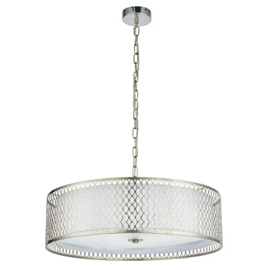 Caneadea Round Pendant Light - Satin Nickel, White