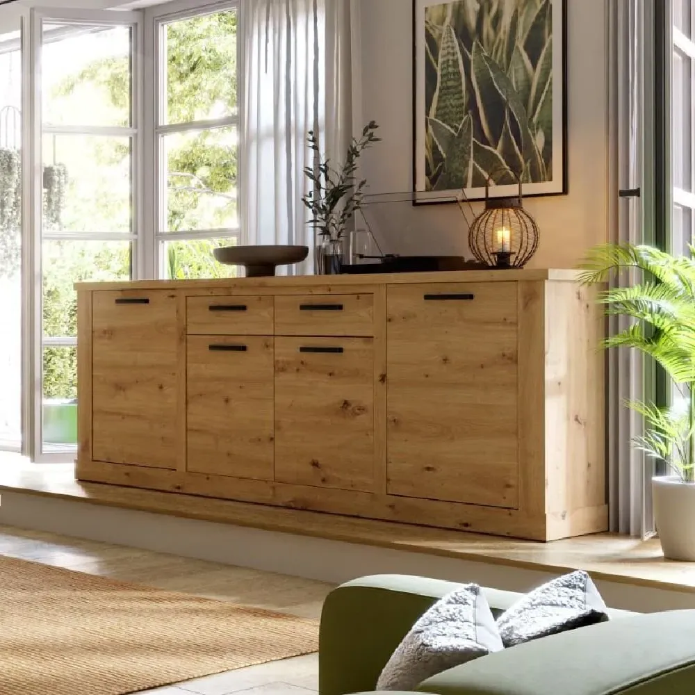 Caneadea Wooden Sideboard with 4 Doors 2 Drawers - Artisan Oak