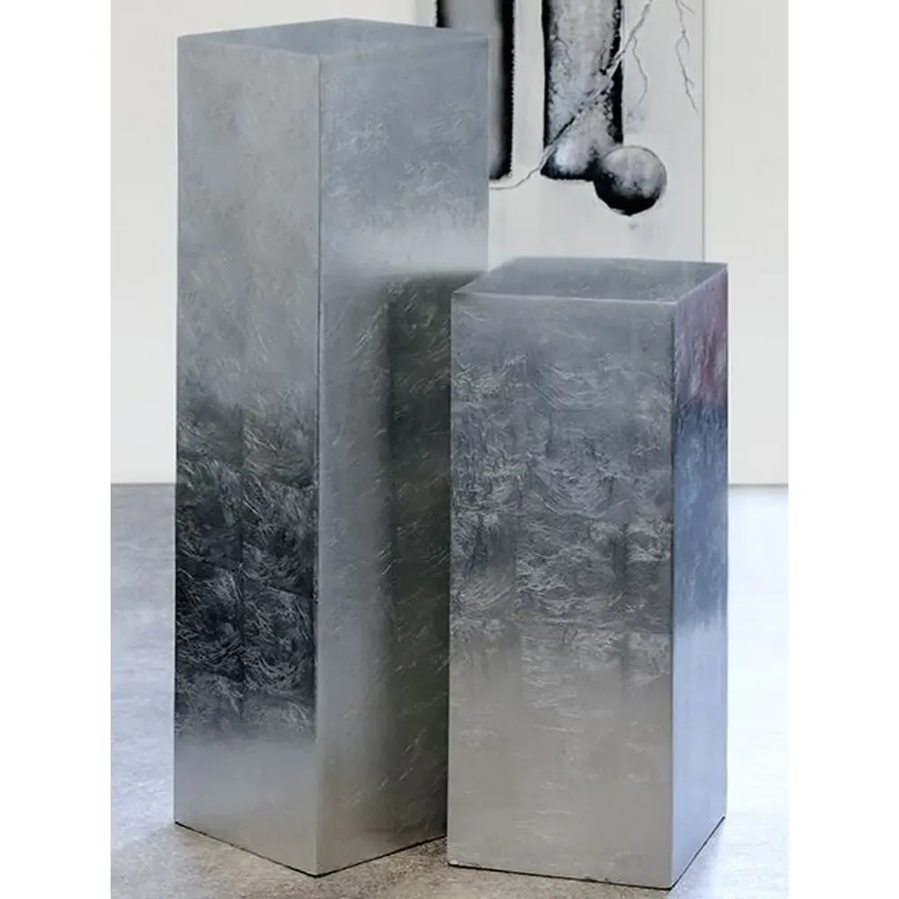 Canfield Set of 2 Decorative Pillars - Silver, Fiberglass image