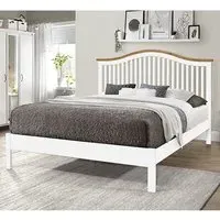 Canika Double Bed Frame - White, Hevea Hardwood