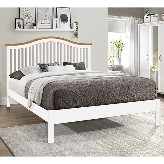 Canika Double Bed Frame - White, Hevea Hardwood image