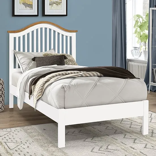Canika Single Bed Frame - White, Hevea Hardwood image