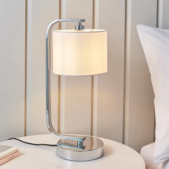 Canning Drum Shade Table Lamp - White, Chrome