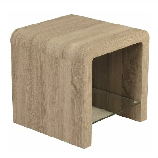 Cannock Square End Table with Glass Shelf - Havana Oak image