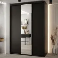 Canon Small Wardrobe with 3 Sliding Doors - Black