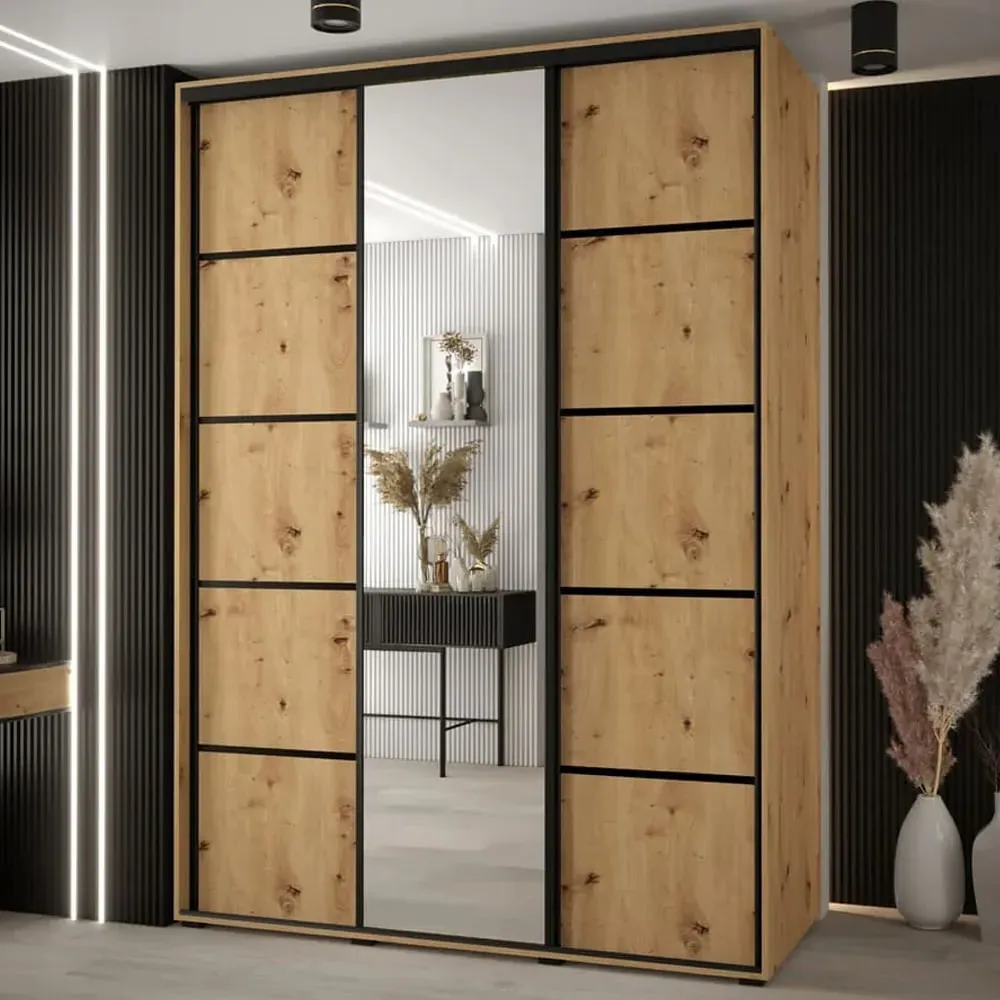 Canon Wardrobe with 3 Sliding Doors - Artisan Oak