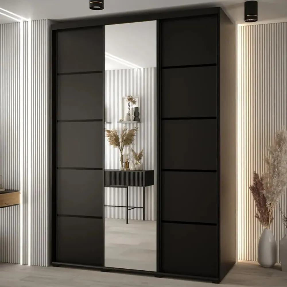 Canon Wardrobe with 3 Sliding Doors - Black