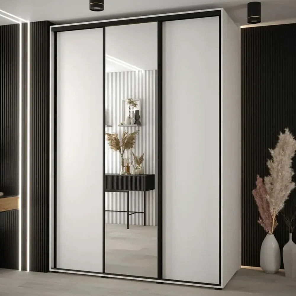 Canon Wardrobe with 3 Sliding Doors - White