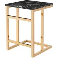Cantara Square Lamp Table - Gold, Marble