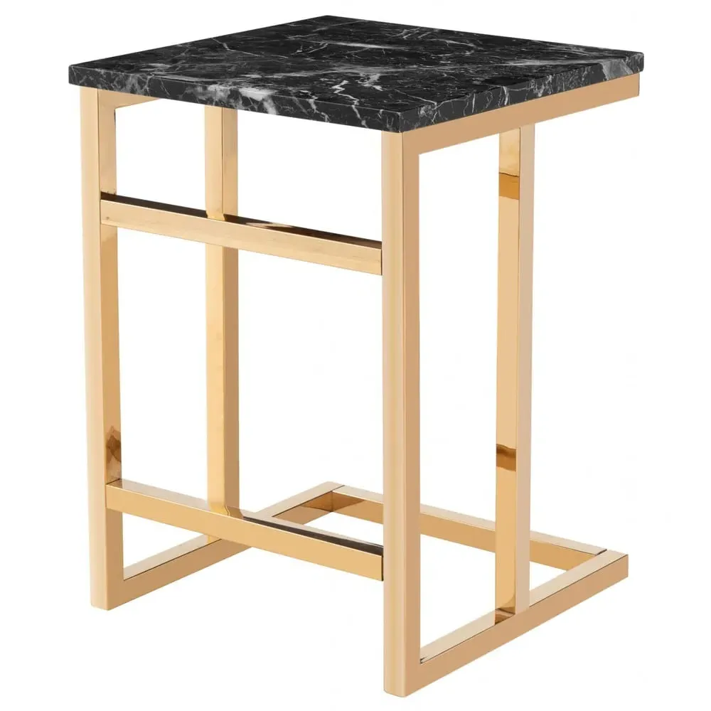 Cantara Square Lamp Table - Gold, Marble image