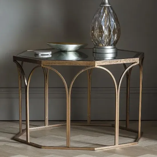 Canterbury Octagonal Glass Coffee Table - Clear, Gold