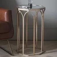 Canterbury Octagonal Side Table - Clear Glass, Gold Metal