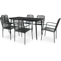 Canton 7 Piece Outdoor Dining Set - Black, Rope
