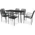Canton 7 Piece Outdoor Dining Set - Black, Rope