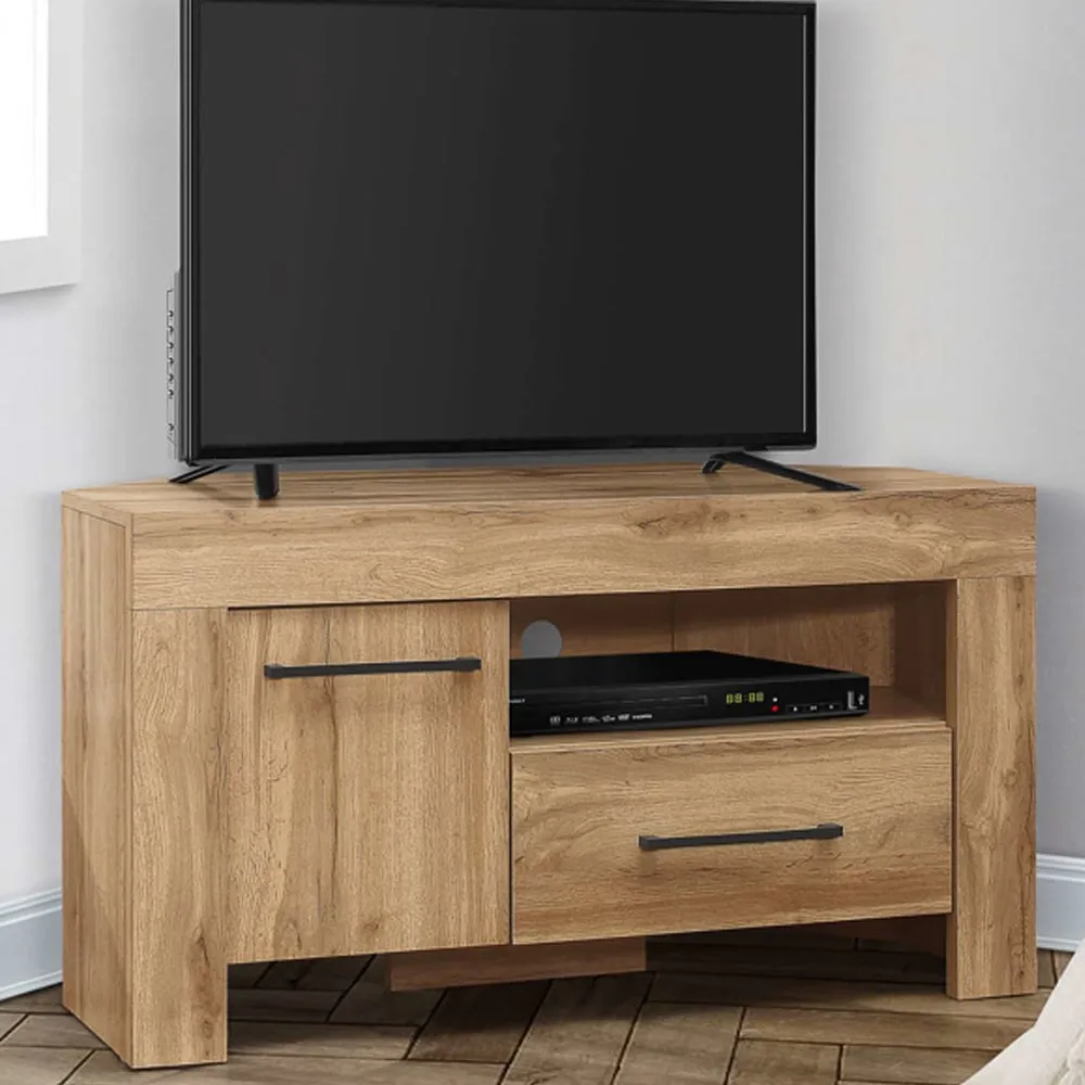 Canton Corner TV Stand with Storage - Oak
