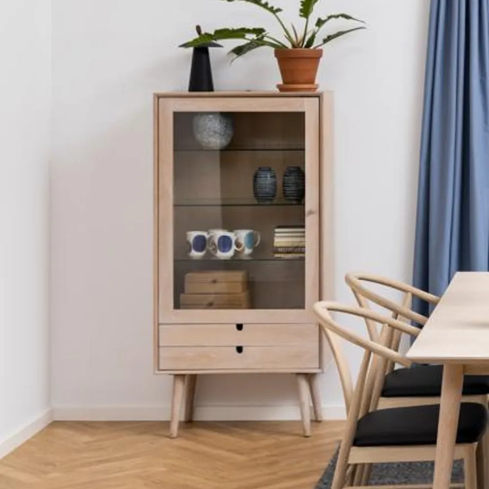 Canton Display Cabinet with Storage - White Oak