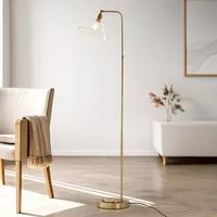 Canton Glass Floor Lamp - Antique Brass, Metal alternate view