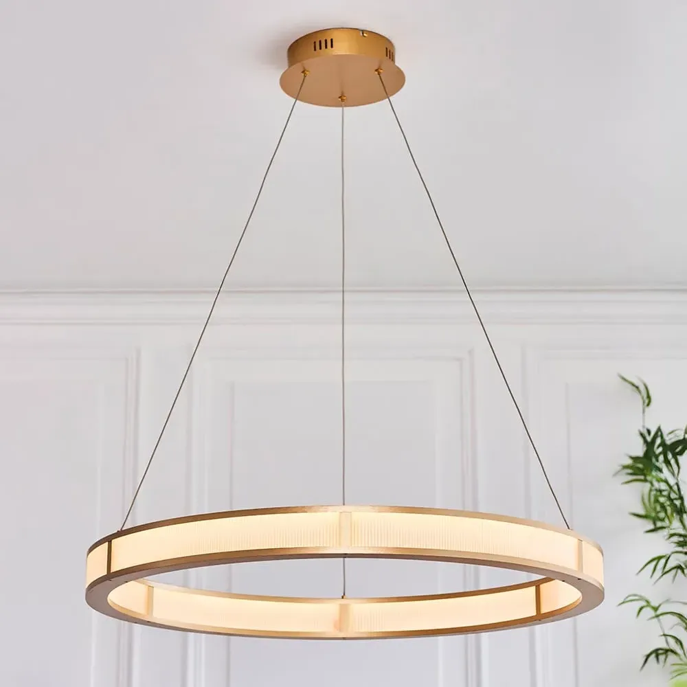 Canton LED Round Pendant Light - Brushed Gold, Metal image