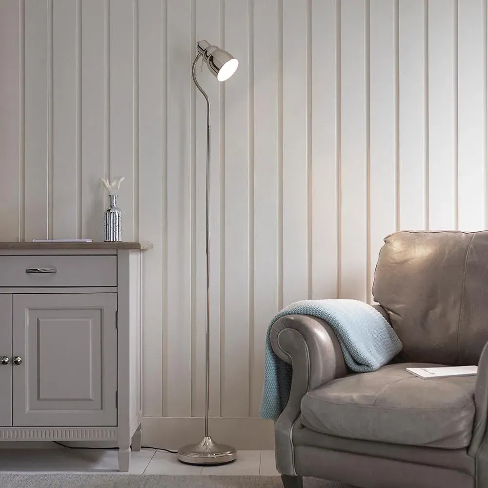 Canton Metal Floor Lamp with Adjustable Arm - Bright Nickel image