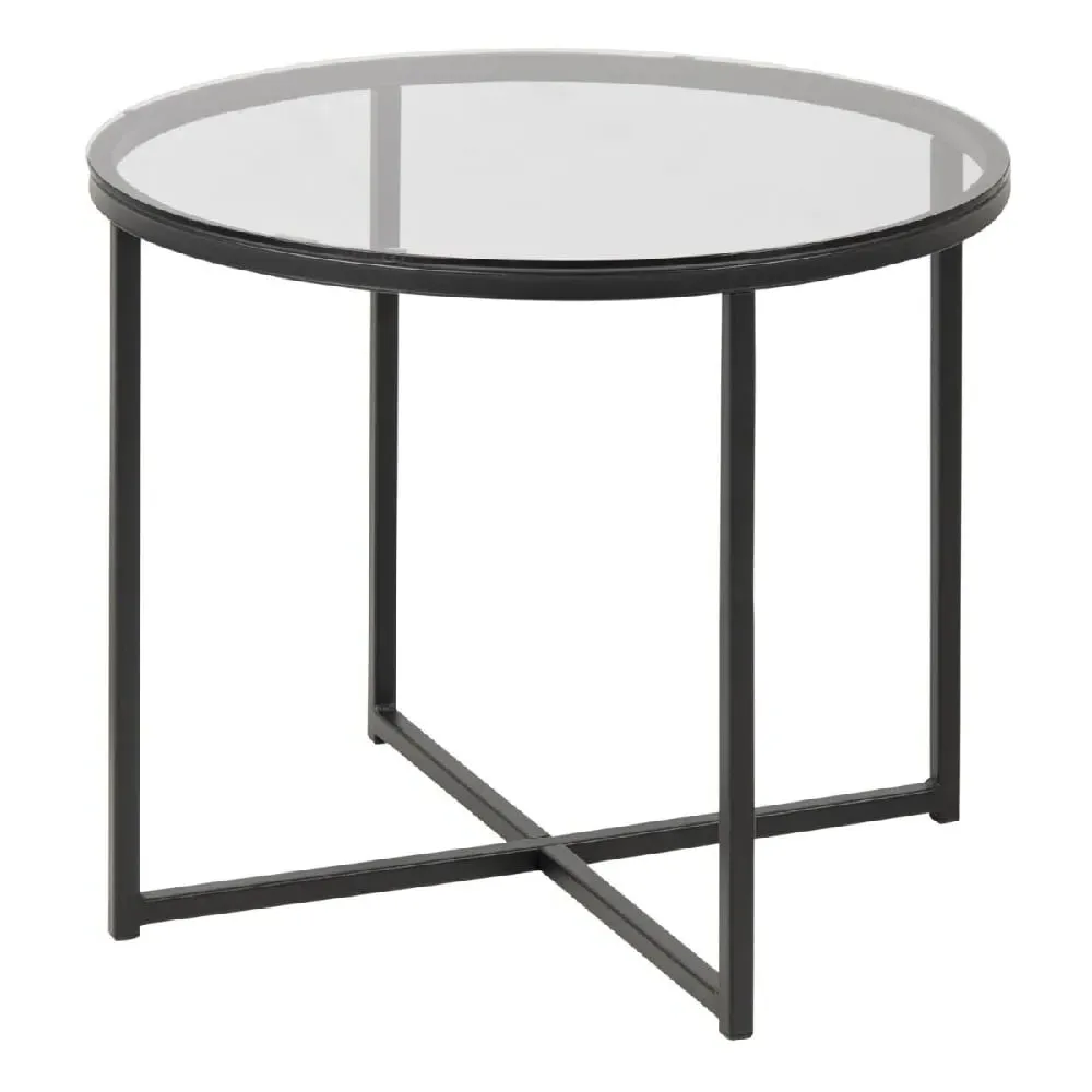 Canton Round Side Table - Black, Smoked Glass product
