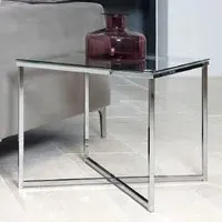 Canton Square Side Table - Clear Glass, Chrome Steel