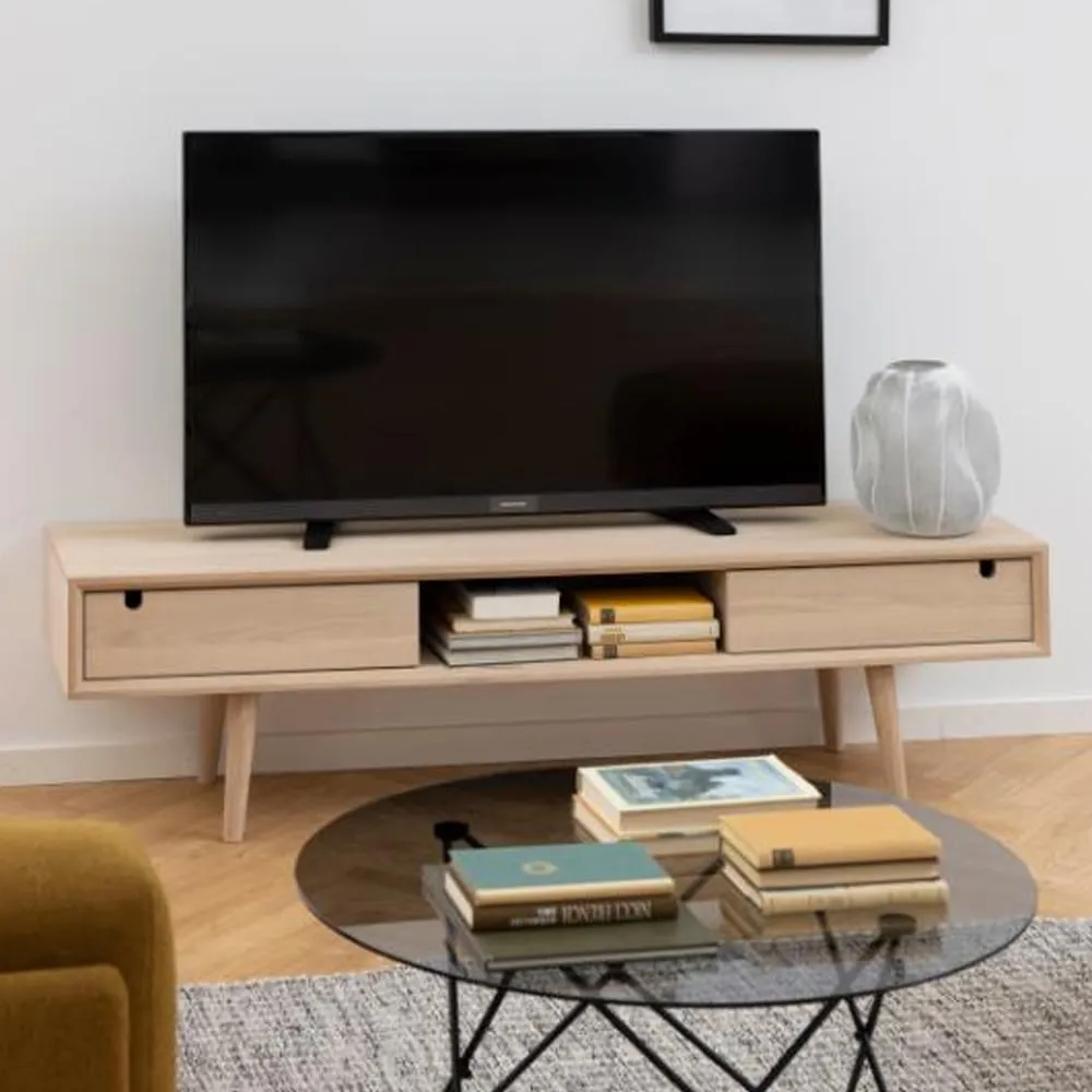 Canton TV Stand with 2 Sliding Doors - White Oak